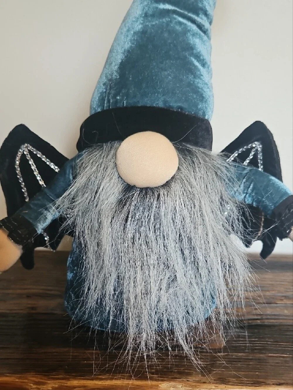 Velvet Teal Bat-Gnome Plush Decor